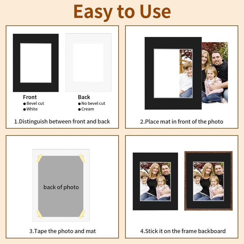 YEESON 10 Pack Picture Frame Mats, Photo Mats, Acid Free Picture Matting for Pictures Photos Watercolor Artwork (Black-for 5 * 7 inches Photos) - Image 3